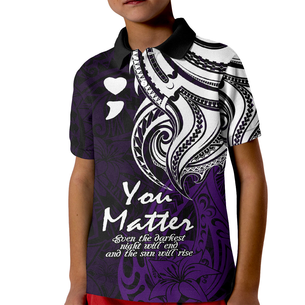 Your Matter Suicide Prevention Kid Polo Shirt Purple Polynesian Tribal LT9 Kid Purple - Polynesian Pride