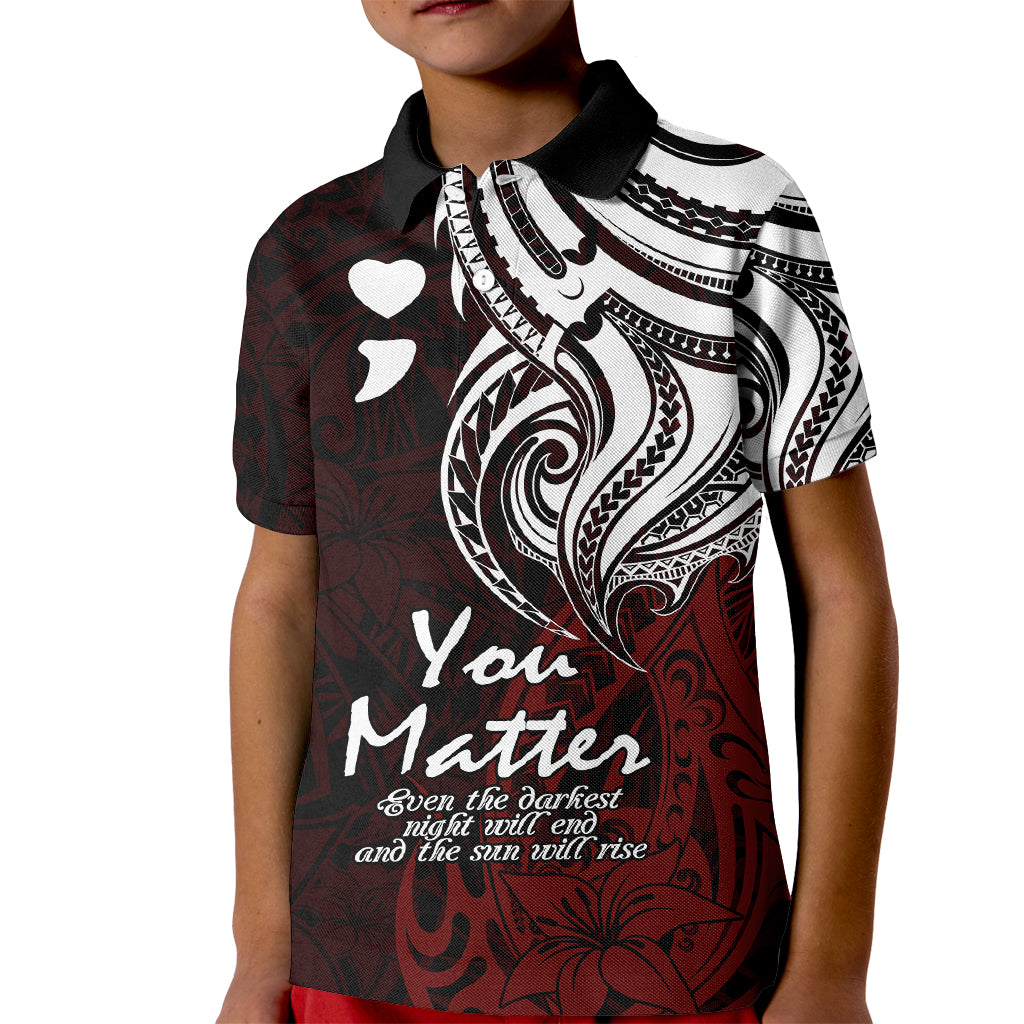 Your Matter Suicide Prevention Kid Polo Shirt Red Polynesian Tribal LT9 Kid Red - Polynesian Pride