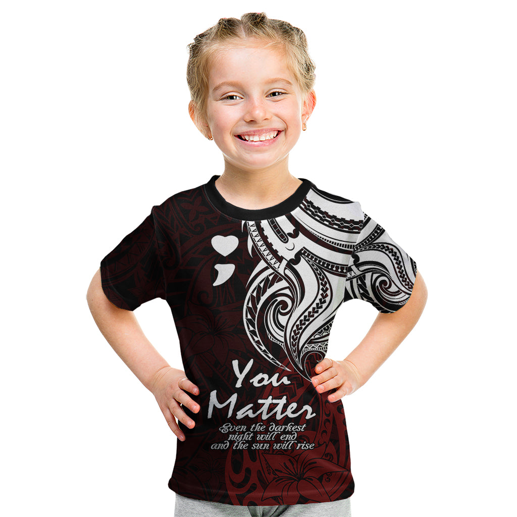 Your Matter Suicide Prevention Kid T Shirt Red Polynesian Tribal LT9 Red - Polynesian Pride