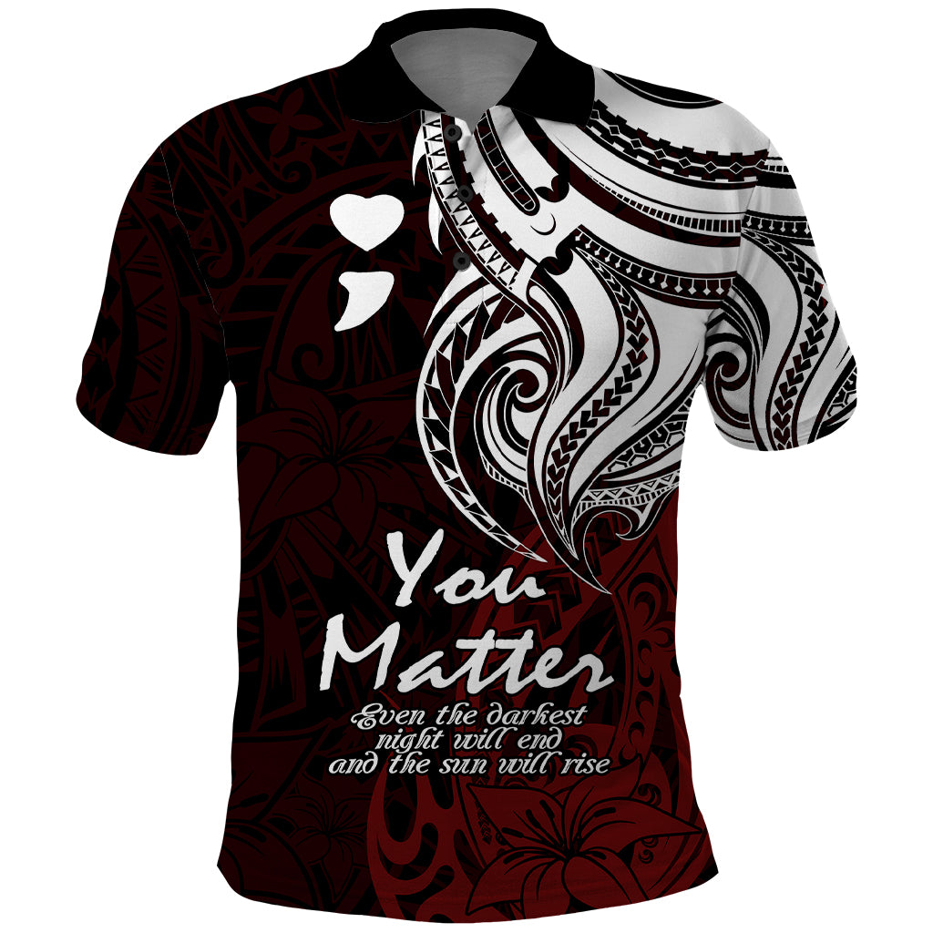 Your Matter Suicide Prevention Polo Shirt Red Polynesian Tribal LT9 Red - Polynesian Pride