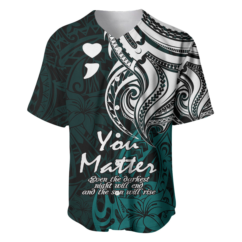 Your Matter Suicide Prevention Baseball Jersey Turqoise Polynesian Tribal LT9 Turquoise - Polynesian Pride