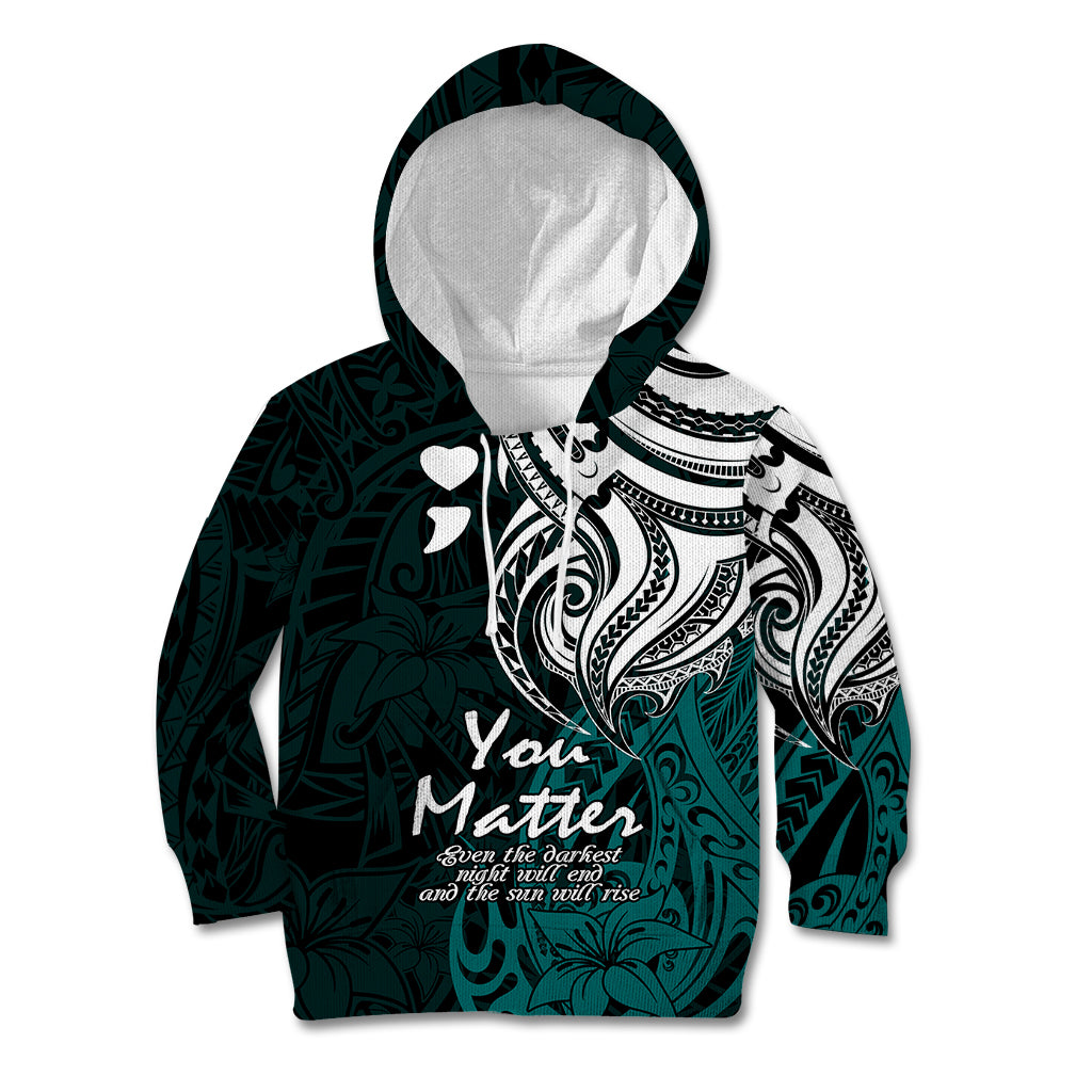 Your Matter Suicide Prevention Kid Hoodie Turqoise Polynesian Tribal LT9 Hoodie Turquoise - Polynesian Pride