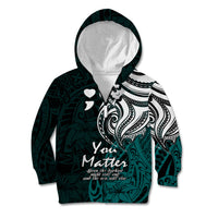 Your Matter Suicide Prevention Kid Hoodie Turqoise Polynesian Tribal LT9 Zip Hoodie Turquoise - Polynesian Pride