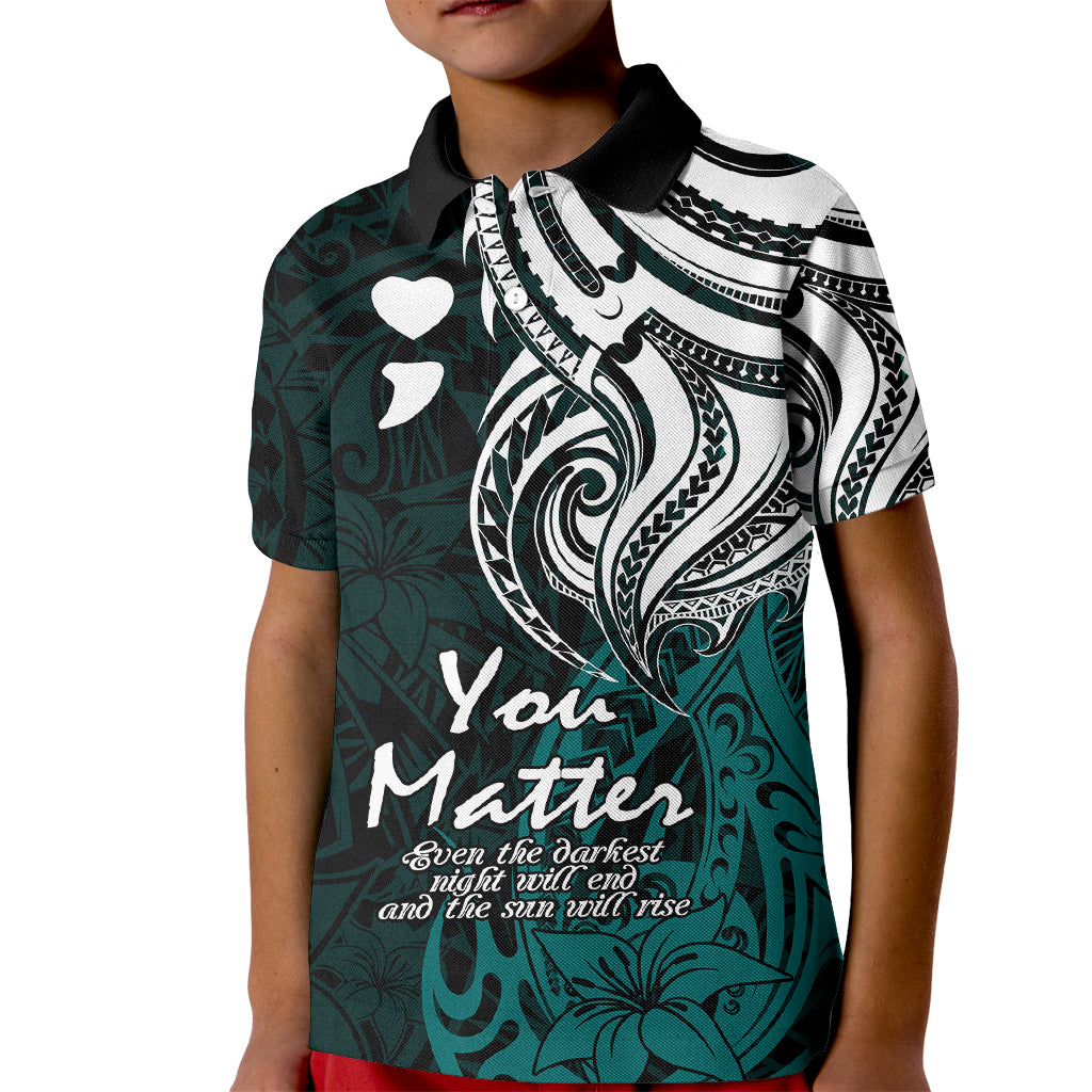 Your Matter Suicide Prevention Kid Polo Shirt Turqoise Polynesian Tribal LT9 Kid Turquoise - Polynesian Pride