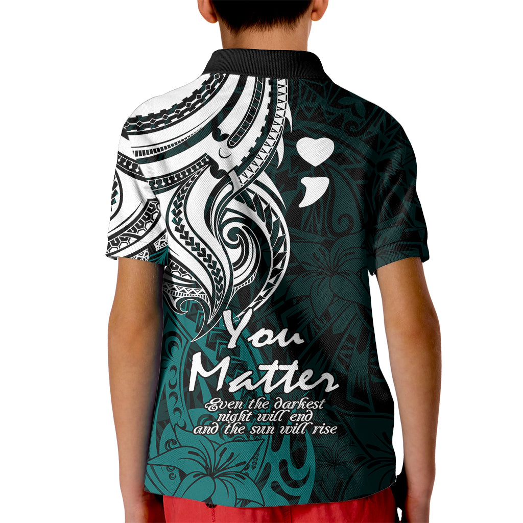 Your Matter Suicide Prevention Kid Polo Shirt Turqoise Polynesian Tribal LT9 - Polynesian Pride