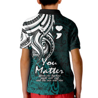 Your Matter Suicide Prevention Kid Polo Shirt Turqoise Polynesian Tribal LT9 - Polynesian Pride
