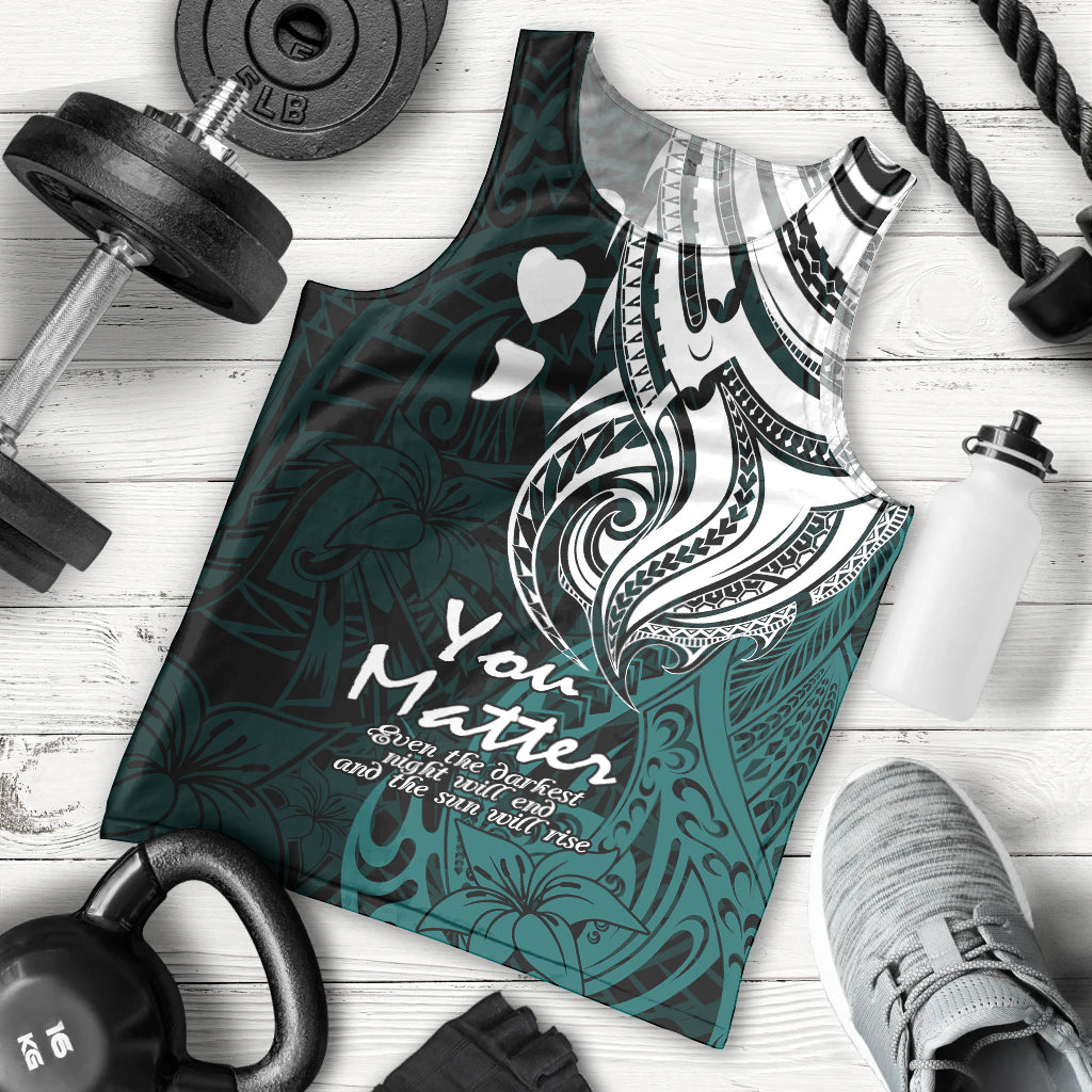 Your Matter Suicide Prevention Men Tank Top Turqoise Polynesian Tribal LT9 Turquoise - Polynesian Pride