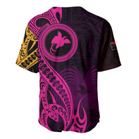 Papua New Guinea Island Baseball Jersey Bird of Paradise with Gold Polynesian Tribal LT9 - Polynesian Pride