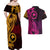 Papua New Guinea Island Couples Matching Off Shoulder Maxi Dress and Hawaiian Shirt Bird of Paradise with Gold Polynesian Tribal LT9 - Polynesian Pride