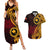 Papua New Guinea Island Couples Matching Summer Maxi Dress and Hawaiian Shirt Bird of Paradise with Gold Polynesian Tribal LT9 Gold - Polynesian Pride