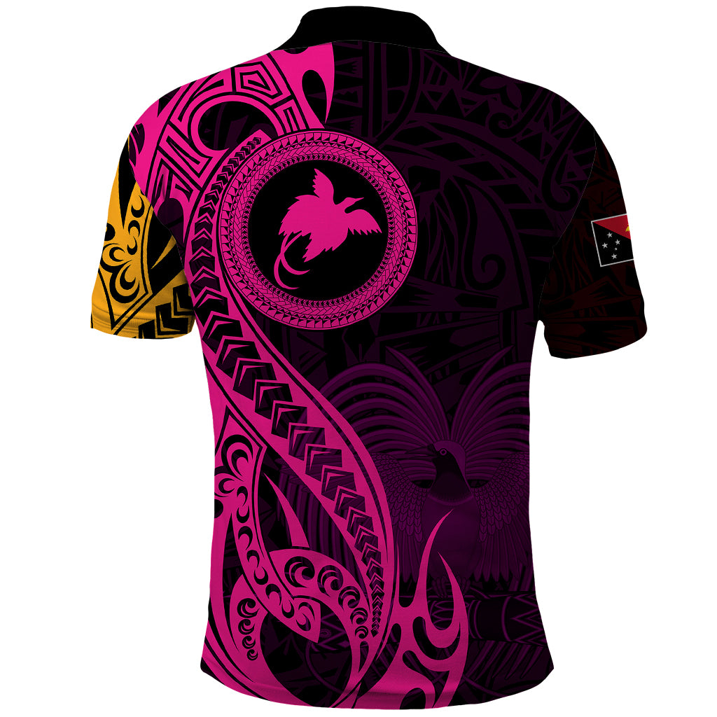 Papua New Guinea Island Polo Shirt Bird of Paradise with Gold Polynesian Tribal LT9 - Polynesian Pride