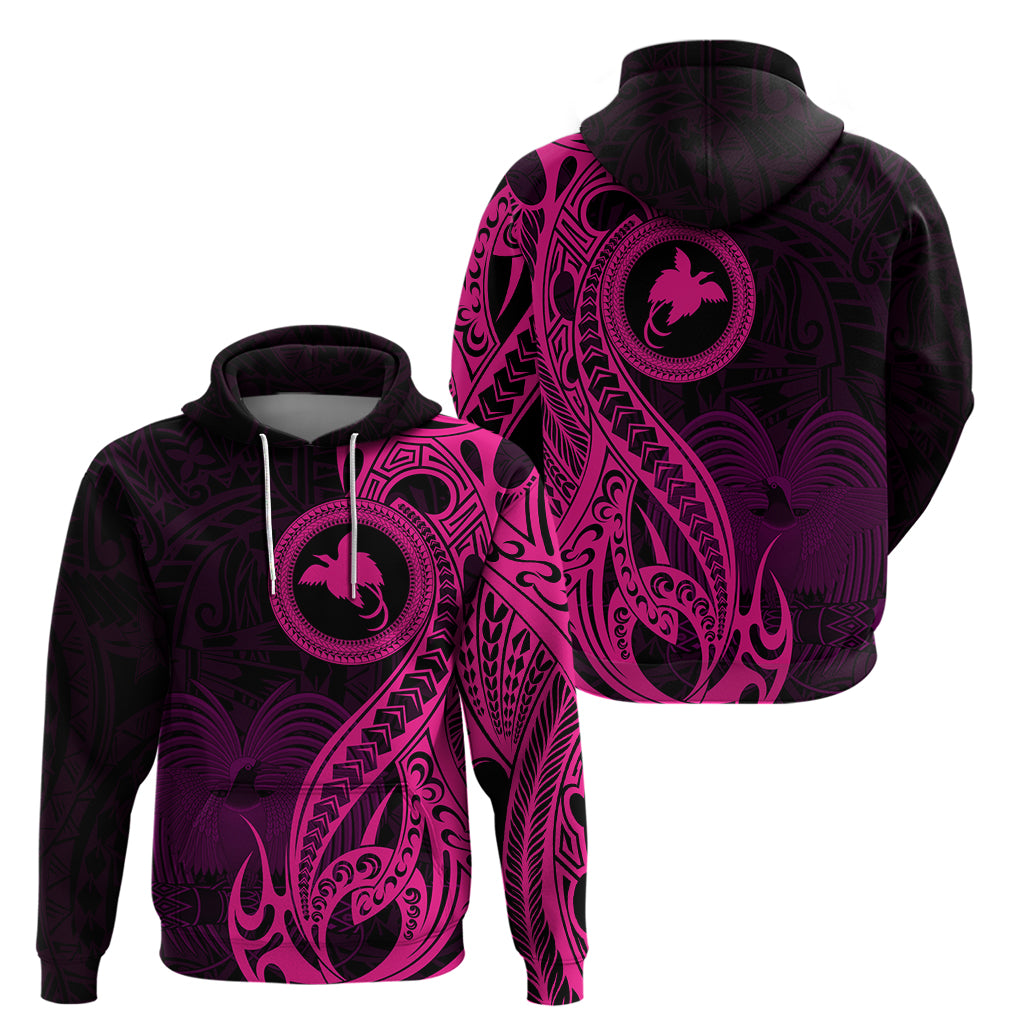 Papua New Guinea Island Hoodie Bird of Paradise with Pink Polynesian Tribal LT9 - Polynesian Pride