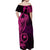 Papua New Guinea Island Off Shoulder Maxi Dress Bird of Paradise with Pink Polynesian Tribal LT9 - Polynesian Pride