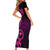 Papua New Guinea Island Short Sleeve Bodycon Dress Bird of Paradise with Pink Polynesian Tribal LT9 - Polynesian Pride