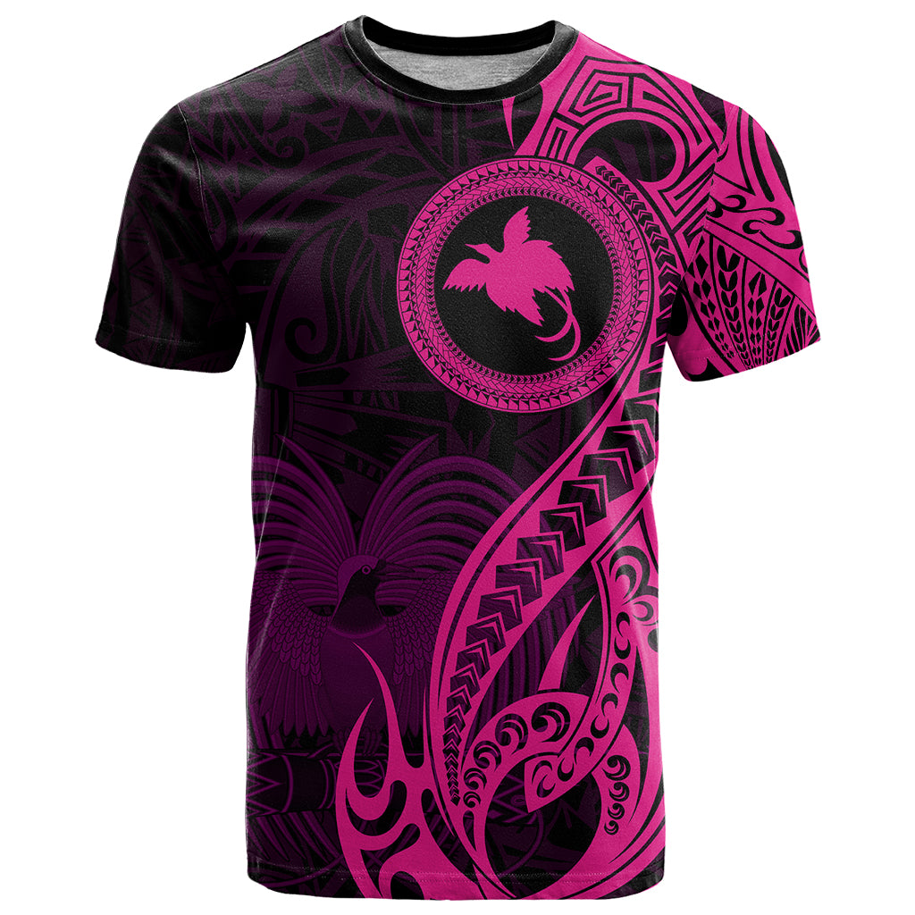Papua New Guinea Island T Shirt Bird of Paradise with Pink Polynesian Tribal LT9 Pink - Polynesian Pride