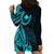 Papua New Guinea Island Hoodie Dress Bird of Paradise with Aqua Polynesian Tribal LT9 - Polynesian Pride