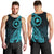 Papua New Guinea Island Men Tank Top Bird of Paradise with Aqua Polynesian Tribal LT9 - Polynesian Pride