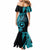 Papua New Guinea Island Mermaid Dress Bird of Paradise with Aqua Polynesian Tribal LT9 - Polynesian Pride