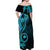 Papua New Guinea Island Off Shoulder Maxi Dress Bird of Paradise with Aqua Polynesian Tribal LT9 - Polynesian Pride