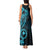 Papua New Guinea Island Tank Maxi Dress Bird of Paradise with Aqua Polynesian Tribal LT9 - Polynesian Pride