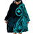 Papua New Guinea Island Wearable Blanket Hoodie Bird of Paradise with Aqua Polynesian Tribal LT9 - Polynesian Pride