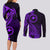 Papua New Guinea Island Couples Matching Long Sleeve Bodycon Dress and Long Sleeve Button Shirts Bird of Paradise with Purple Polynesian Tribal LT9 - Polynesian Pride