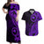 Papua New Guinea Island Couples Matching Off Shoulder Maxi Dress and Hawaiian Shirt Bird of Paradise with Purple Polynesian Tribal LT9 Purple - Polynesian Pride