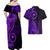 Papua New Guinea Island Couples Matching Off Shoulder Maxi Dress and Hawaiian Shirt Bird of Paradise with Purple Polynesian Tribal LT9 - Polynesian Pride