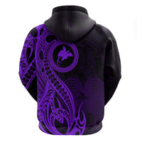 Papua New Guinea Island Hoodie Bird of Paradise with Purple Polynesian Tribal LT9 - Polynesian Pride