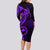 Papua New Guinea Island Long Sleeve Bodycon Dress Bird of Paradise with Purple Polynesian Tribal LT9 - Polynesian Pride