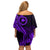 Papua New Guinea Island Off Shoulder Short Dress Bird of Paradise with Purple Polynesian Tribal LT9 - Polynesian Pride