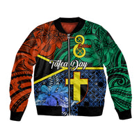 Tafea Day Bomber Jacket Vanuatu Sand Drawing With Polynesian Pattern LT9 Unisex Blue - Polynesian Pride