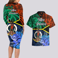 Tafea Day Couples Matching Long Sleeve Bodycon Dress and Hawaiian Shirt Vanuatu Sand Drawing With Polynesian Pattern LT9 - Polynesian Pride