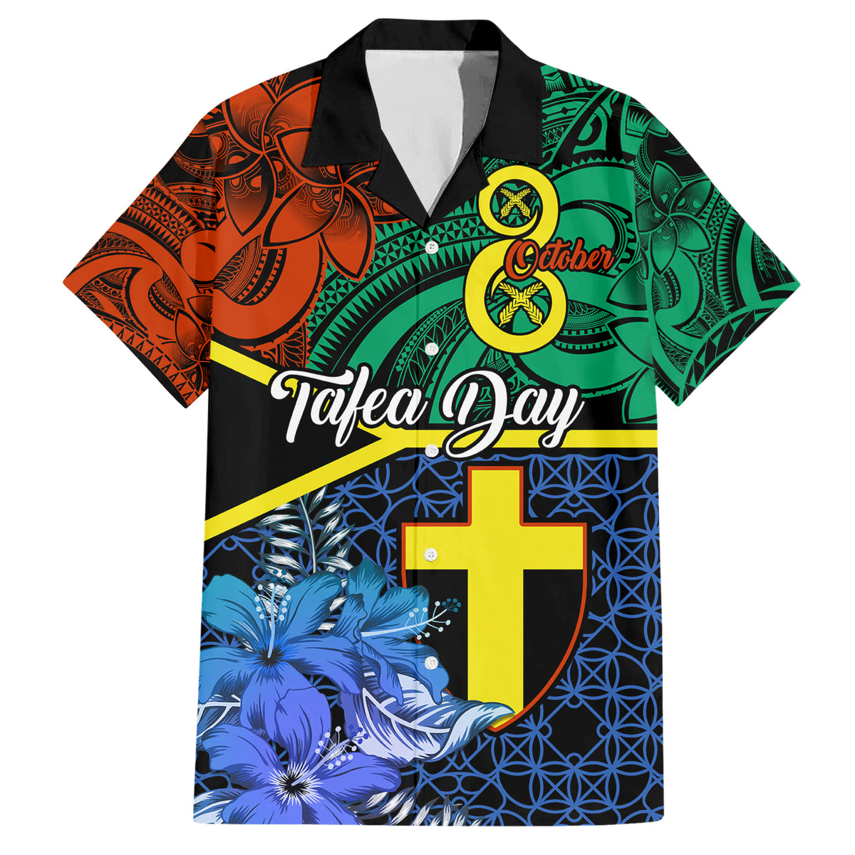 Tafea Day Family Matching Short Sleeve Bodycon Dress and Hawaiian Shirt Vanuatu Sand Drawing With Polynesian Pattern LT9 Dad's Shirt - Short Sleeve Blue - Polynesian Pride