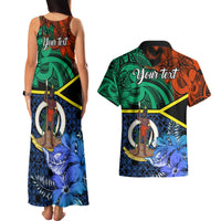Personalised Tafea Day Couples Matching Tank Maxi Dress and Hawaiian Shirt Vanuatu Sand Drawing With Polynesian Pattern LT9 - Polynesian Pride