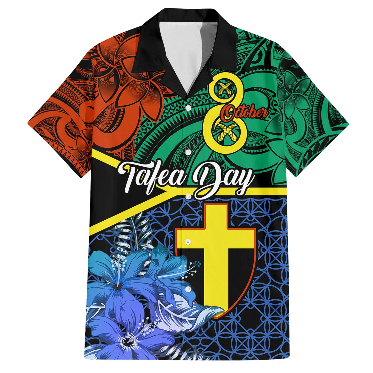 Personalised Tafea Day Hawaiian Shirt Vanuatu Sand Drawing With Polynesian Pattern LT9 Blue - Polynesian Pride