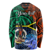 Personalised Tafea Day Long Sleeve Shirt Vanuatu Sand Drawing With Polynesian Pattern LT9 - Polynesian Pride