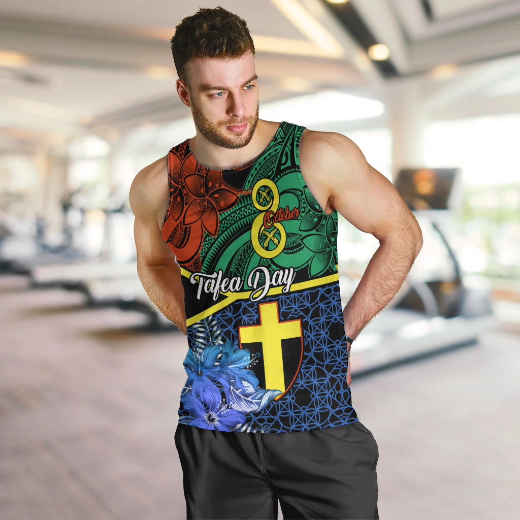 Personalised Tafea Day Men Tank Top Vanuatu Sand Drawing With Polynesian Pattern LT9 - Polynesian Pride