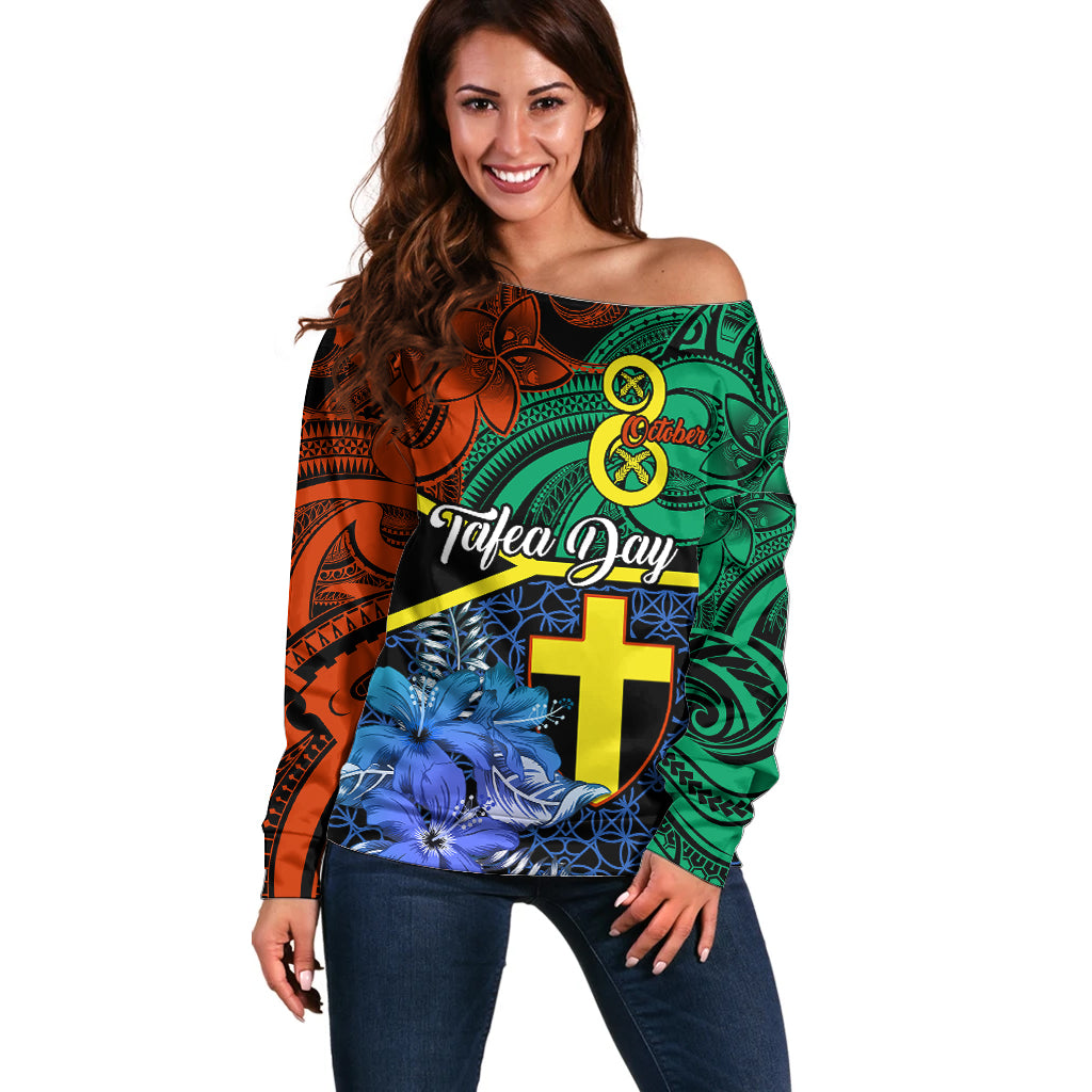 personalised-tafea-day-off-shoulder-sweater-vanuatu-sand-drawing-with-polynesian-pattern