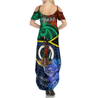 Personalised Tafea Day Summer Maxi Dress Vanuatu Sand Drawing With Polynesian Pattern LT9 - Polynesian Pride