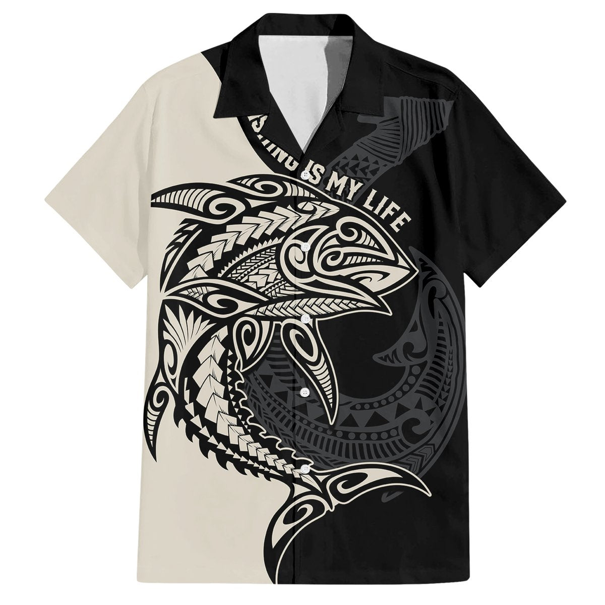 Personalised Polynesia Fishing Hawaiian Shirt With Maori Hei Matau Fish Hook Gold Art LT9 Gold - Polynesian Pride