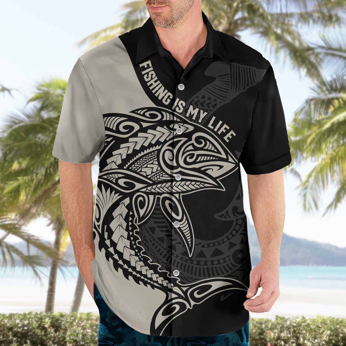 Personalised Polynesia Fishing Hawaiian Shirt With Maori Hei Matau Fish Hook Gold Art LT9 - Polynesian Pride