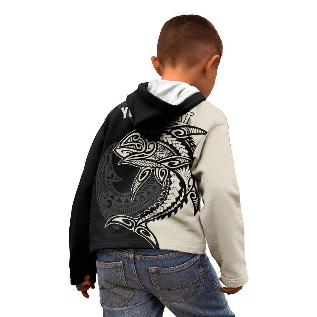 Personalised Polynesia Fishing Kid Hoodie With Maori Hei Matau Fish Hook Gold Art LT9 - Polynesian Pride