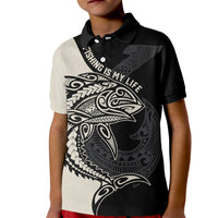 Personalised Polynesia Fishing Kid Polo Shirt With Maori Hei Matau Fish Hook Gold Art LT9 Kid Gold - Polynesian Pride