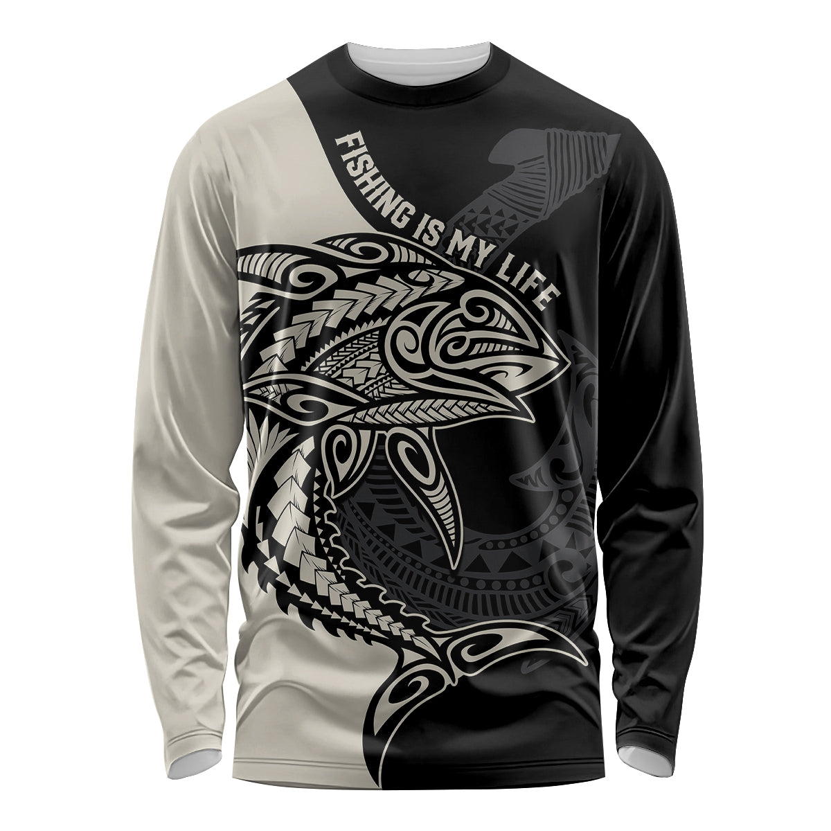 Personalised Polynesia Fishing Long Sleeve Shirt With Maori Hei Matau Fish Hook Gold Art LT9 Unisex Gold - Polynesian Pride