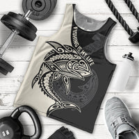 Personalised Polynesia Fishing Men Tank Top With Maori Hei Matau Fish Hook Gold Art LT9 Gold - Polynesian Pride