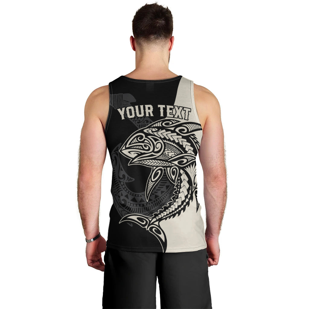 Personalised Polynesia Fishing Men Tank Top With Maori Hei Matau Fish Hook Gold Art LT9 - Polynesian Pride