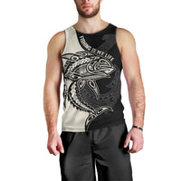 Personalised Polynesia Fishing Men Tank Top With Maori Hei Matau Fish Hook Gold Art LT9 - Polynesian Pride