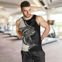 Personalised Polynesia Fishing Men Tank Top With Maori Hei Matau Fish Hook Gold Art LT9 - Polynesian Pride