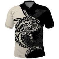Personalised Polynesia Fishing Polo Shirt With Maori Hei Matau Fish Hook Gold Art LT9 Gold - Polynesian Pride